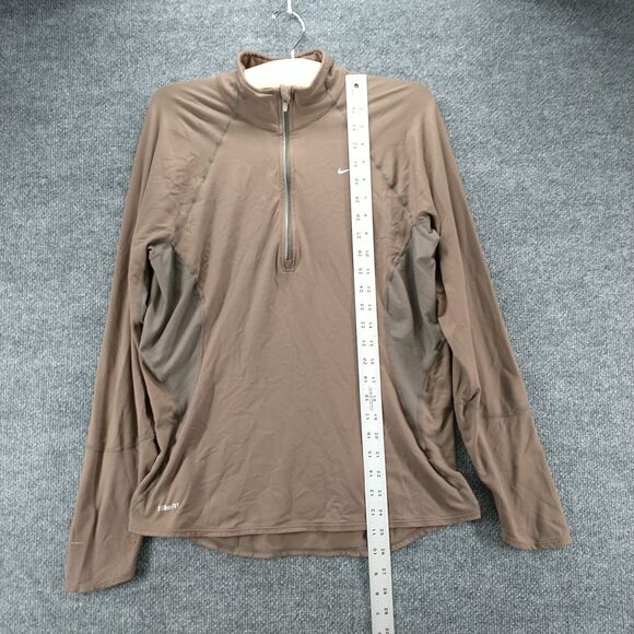 Nike Fit Dry Women's 1/4 Zip Athletic Shirt Brown Large 12-14 Raglan Sleeve - Picture 14 of 16